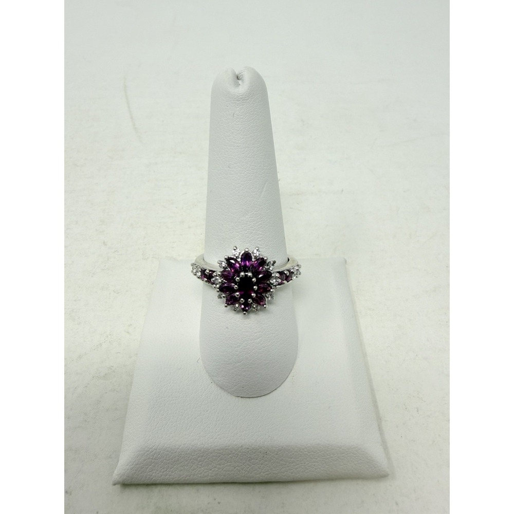 Shop LC Purple Garnet/Cambodian Zircon Platinum Sterling Silver Size 9 Ring 5615